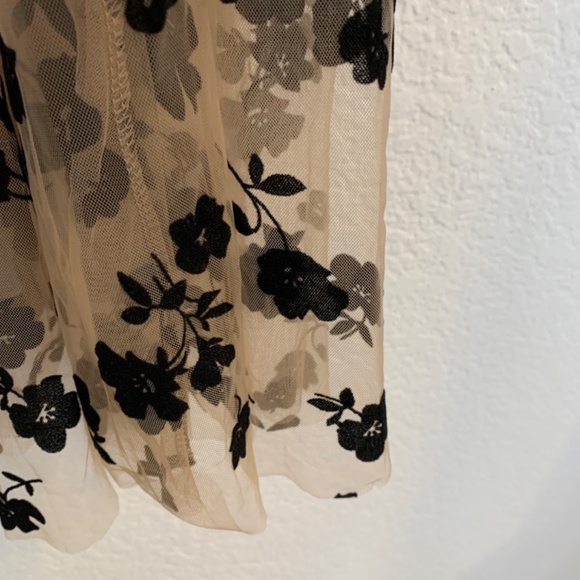 Burnout Velvet Layered Mesh Midi Skirt M Caramel Brown Black Floral Fairy Core - Picture 6 of 12